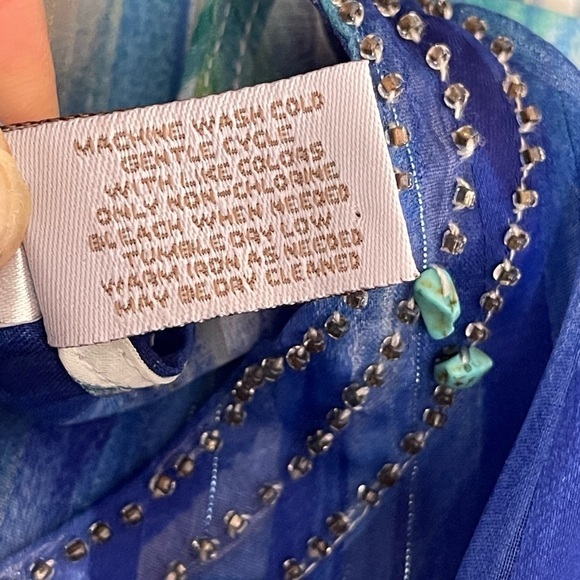 Chico’s metallic Ikat print embellished V-neck sheet blouse women’s size XL - Picture 15 of 17